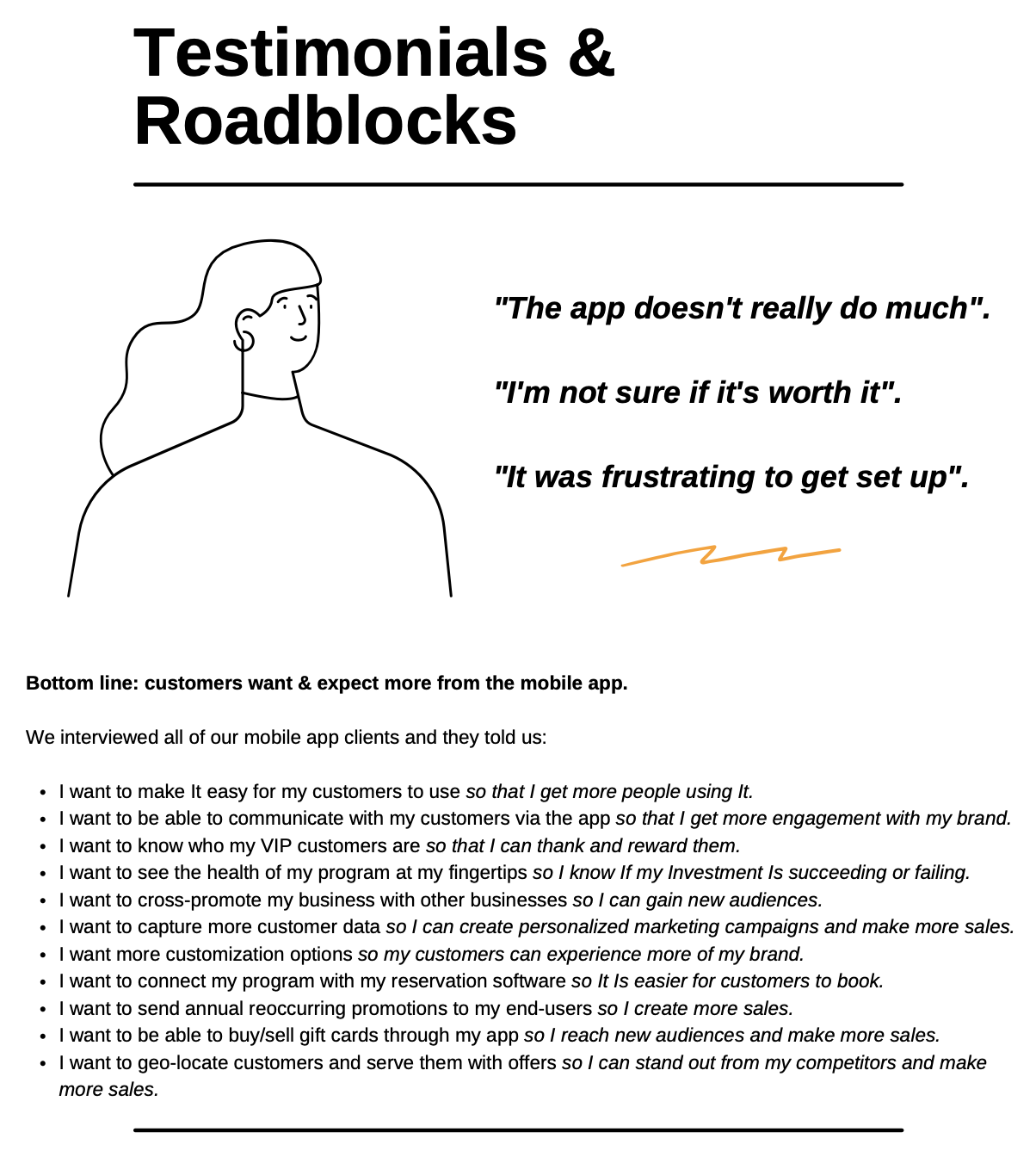 Client testimonials and roadblocks for the Ackroo mobile app